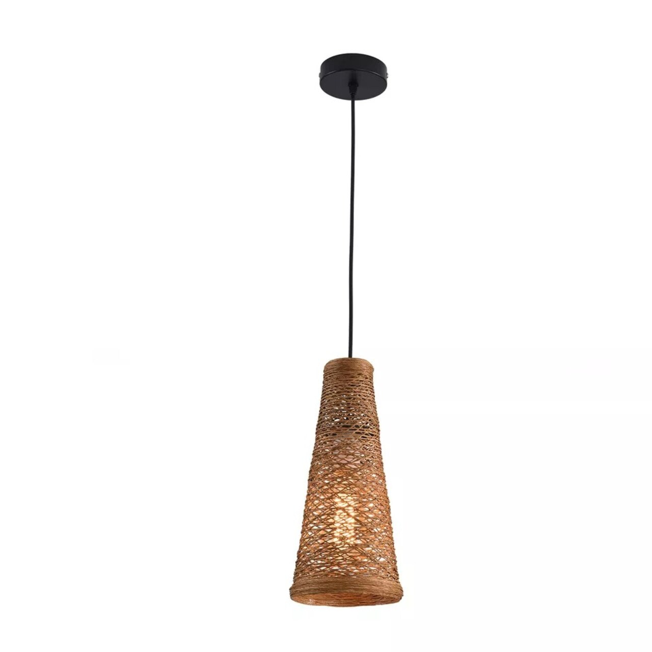 Retro Pendant Lamp Bamboo Woven Ratta Rural Chandelier Light Decor Ceiling Lamp